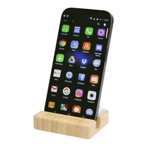 Algol Smartphonehalterung  aus recyceltem Kunststoff mit Fidget-Toy mit Bambusdetails Standard | holz | ohne Werbeanbringung | Nicht verfügbar | Nicht verfügbar