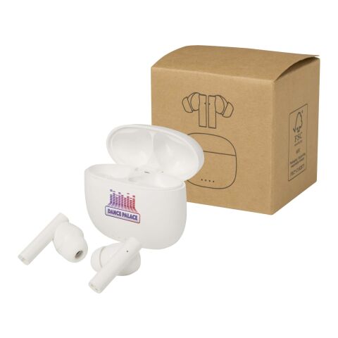 Alterf True Wireless Bluetooth® Headset aus recyceltem Kunststoff mit Silikon-Ohrstöpseln Standard | weiss | ohne Werbeanbringung | Nicht verfügbar | Nicht verfügbar