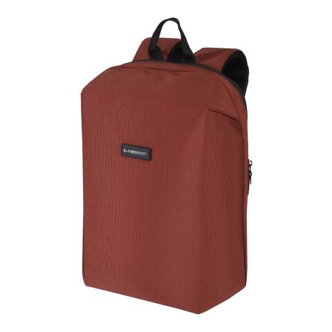 Werbeartikel Luma 15 GRS Laptop-Rucksack aus recyceltem Material mit Diebstahlschutz 10 L – brick – mit Logo bedruckt