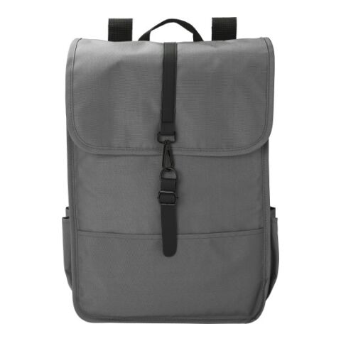RPET Polyester (300D) Rucksack mit Lasche Lyric Grau | ohne Werbeanbringung | Nicht verfügbar | Nicht verfügbar
