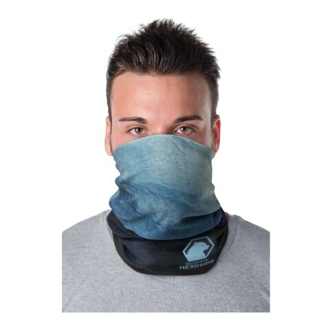Werbeartikel Lara Sublimation-Multi-Schal mit Fleece-Schicht und Säumen – navy  – mit Logo bedruckt