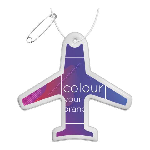 RFX™ Reflektierender PVC-Aufhänger Flugzeug weiss | Digitaldruck | Back (under reflective layer) | 76 mm x 79 mm