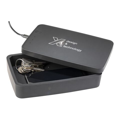 SCX.design W25 UV-C Ladebox mit Leuchtlogo schwarz | Leuchtlogo | Vorderseite | 80 mm x 40 mm