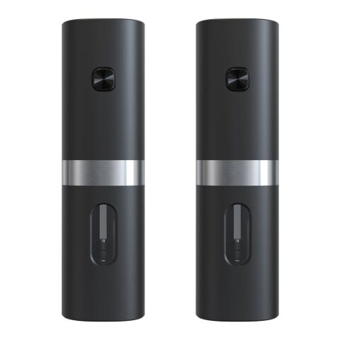 SCX.design K02 elektrisches Salz- und Pfeffermühlen Set mit Leuchtlogo schwarz-silber | ohne Werbeanbringung | Nicht verfügbar | Nicht verfügbar