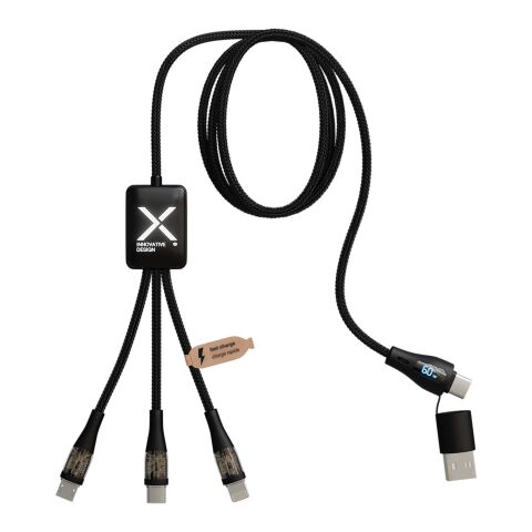 SCX.design C51 60W 5-in-1-Schnellladekabel aus rPET mit Display schwarz | ohne Werbeanbringung | Nicht verfügbar | Nicht verfügbar