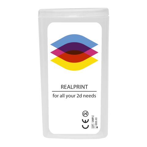Werbeartikel MiniKit Pflaster – weiß  – mit Logo bedruckt