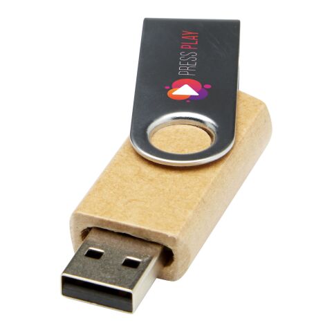Rotate USB-Stick 2.0 aus recyceltem Papier Kraftpapier | 16 GB | 1-farbiger Tampondruck | Rückseite | 25 mm x 12 mm