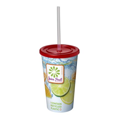 Brite-Americano® 350 ml doppelwandiger Stadium Becher rot | In Mould Labeling | rundum | 236 mm x 132 mm