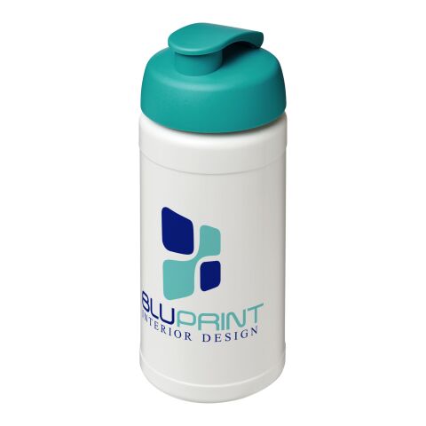 Baseline® Plus 500 ml Sportflasche mit Klappdeckel weiß-türkis | ohne Werbeanbringung | Nicht verfügbar | Nicht verfügbar