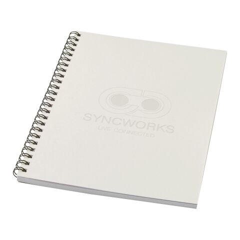 Desk-Mate® A5 farbiges Notizbuch mit Spiralbindung perlweiß | ohne Werbeanbringung | Nicht verfügbar | Nicht verfügbar