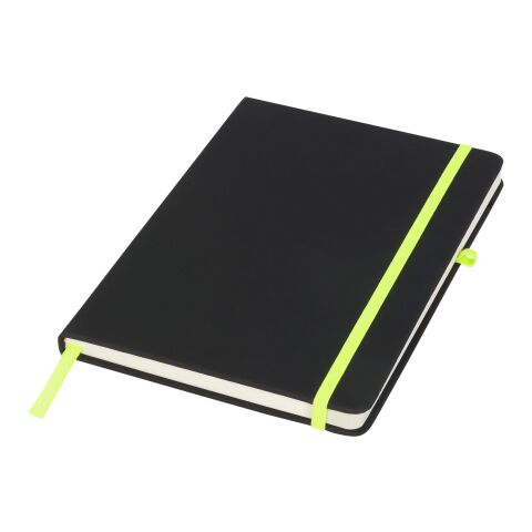 Schwarzes A5 Notizbuch Standard | schwarz-limettengrün | ohne Werbeanbringung | Nicht verfügbar | Nicht verfügbar