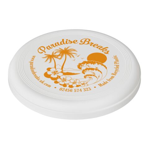 Werbeartikel Crest recycelter Frisbee – weiß – mit Logo bedruckt