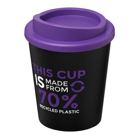 Americano® Espresso Eco 250 ml recycelter Isolierbecher  schwarz-lila | 1-farbiger Siebdruck | rundum | 228 mm x 50 mm