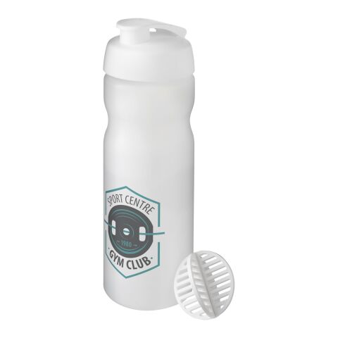 Werbeartikel Baseline Plus 650 ml Shakerflasche – weiß-klar mattiert – mit Logo bedruckt