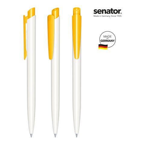 senator Dart Polished Basic  Druckkugelschreiber weiß-gelb | ohne Werbeanbringung | ohne Werbeanbringung | Nicht verfügbar