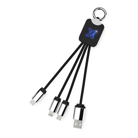 SCX.design C15 Quatro Ladekabel mit Leuchtlogo Standard | blau-schwarz | ohne Werbeanbringung | Nicht verfügbar | Nicht verfügbar