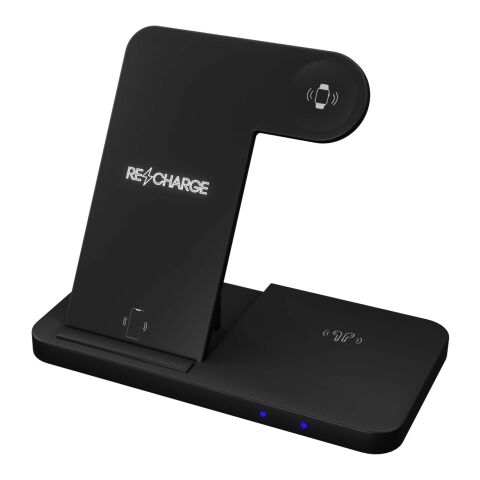 SCX.design W28 kabellose 3-in-1 Ladestation kabellos mit Telefonständer und Leuchtlogo