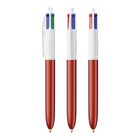 BIC® 4 Colours Glacé Kugelschreiber Weiß-Rot | 1-farbiger Siebdruck | Upper Part-gegenüber vom Clip | 22.00 mm x 10.00 mm