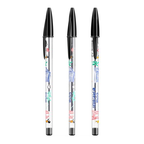 BIC® Cristal® Expression schwarz | Nicht verfügbar | Rundum Digitaldruck | Schaft-vollflächig | 26.00 mm x 110.00 mm