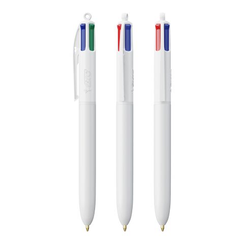 BIC® 4 Colours Kugelschreiber BritePix Digital weiß | 1-farbiger Siebdruck | Upper Part-gegenüber vom Clip | 22.00 mm x 10.00 mm