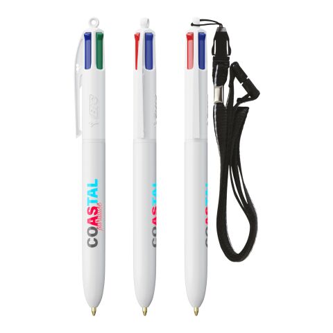 BIC® 4 Colours® ECO + lanyard weiß