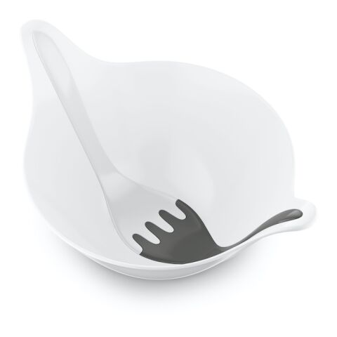 koziol Salatschale mit Besteck 4l LEAF 2.0 weiß-anthrazit | Nicht verfügbar | ohne Werbeanbringung | 1-farbiger Siebdruck
