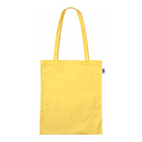 Fairtrade-Baumwolltasche lange Henkel gelb | 1-farbiger Druck | ohne Werbeanbringung