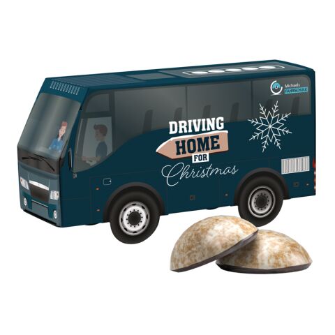 3D Präsent Bus Weihnachten ohne Werbeanbringung | 4 WEISS Lebkuchen Mini