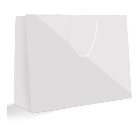 Papiertragetasche 40 x 30 cm Querformat 4C Offsetdruck | glänzend | 01 - weiß