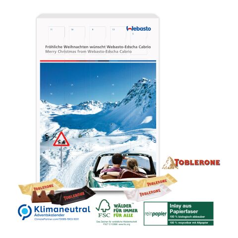 Adventskalender mit TOBLERONE, Klimaneutral, FSC®, Inlay aus Papierfaser 4C Digital-/Offsetdruck | Papierfaser
