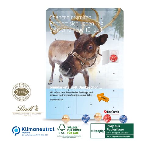 Wand-Adventskalender Lindt „Gourmet Edition“ Organic Minis, Klimaneutral, FSC® 4C Digital-/Offsetdruck