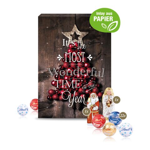 Adventskalender mit Lindt Mix und Gutschein-Option, Inlay aus Papier