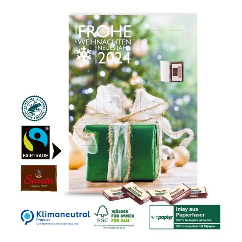 Wand-Adventskalender mit Fairtrade-Kakao Organic, Klimaneutral, FSC® 4C Digital-/Offsetdruck