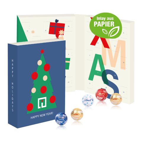 Lindt Adventskalender zum Aufklappen, Inlay aus Papier bunt | ohne Werbeanbringung