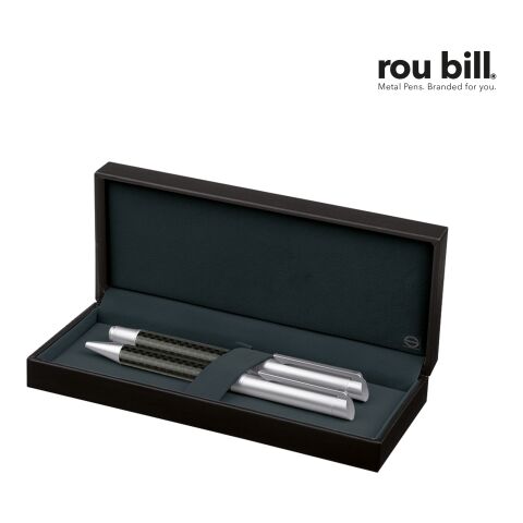 Senator Carbon Line Set (Drehkugelschreiber + Rollerball) silber | ohne Werbeanbringung