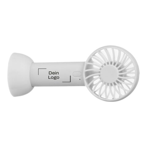 Werbeartikel Elektrischer ABS-Handventilator Oren – weiß – mit Logo bedruckt
