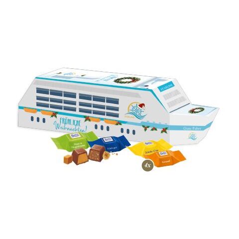 3D Präsent "Schiff" bunt | ohne Werbeanbringung | Ritter SPORT Schokowürfel
