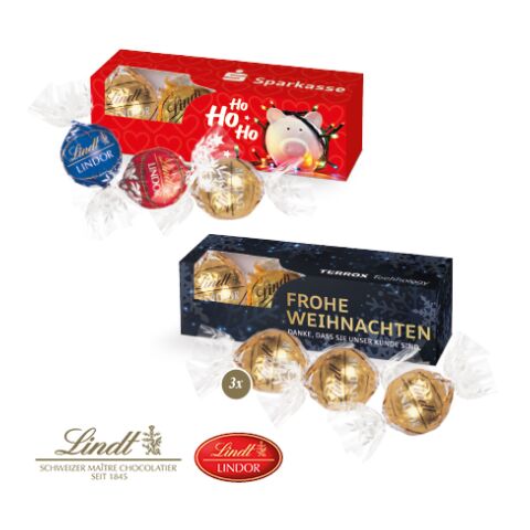 Lindt Lindor Präsent, 3Er bunt | 4C Digital-/Offsetdruck