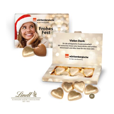 Präsentbox &quot;Business&quot; Mit Lindt Schokoherzen bunt | 4C Digital-/Offsetdruck