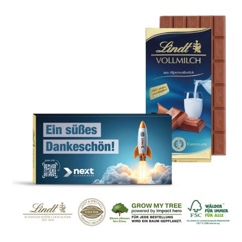 Premium Schokolade von Lindt, 100 g, Klimaneutral, FSC® ohne Werbeanbringung