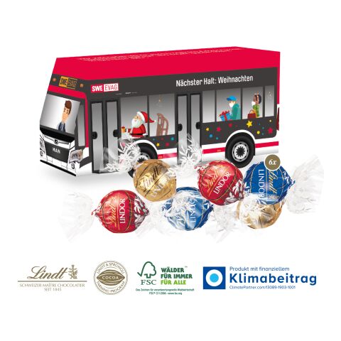 3D Präsent Bus mit Lindor Pralines, Klimaneutral, FSC® 