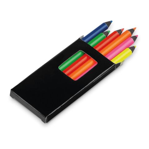 MEMLING. Bleistiftbox mit 6 Buntstiften schwarz | ohne Werbeanbringung | Nicht verfügbar | Nicht verfügbar | Nicht verfügbar