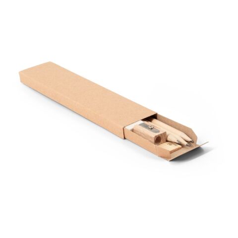 GEOFFREY. Schreibset bestehend aus Bleistift, Anspitzer, Radiergummi und Lineal Natur | ohne Werbeanbringung | Nicht verfügbar | Nicht verfügbar | Nicht verfügbar