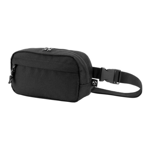 MYKONOS. Gürteltasche aus 600D recyceltem Polyester und Innenfutter aus 210D recyceltem Polyester Schwarz | 1-farbiger Transferdruck