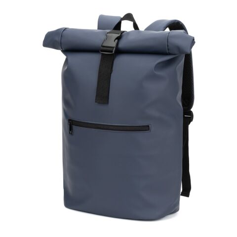 PORTLAND. Roll-Top-Rucksack aus PU mit Laptopfach, 16“ Blau