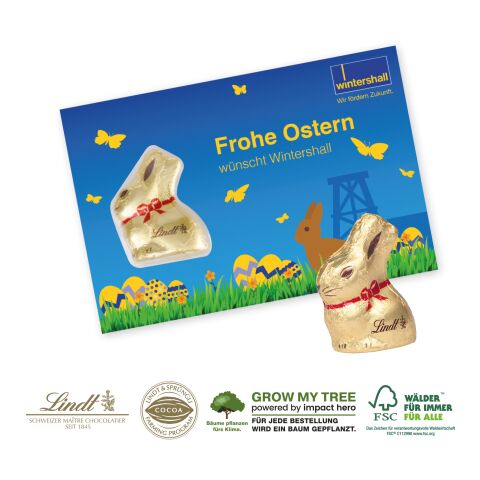Schokokarte Mit Lindt Goldhase bunt | 4C Digital-/Offsetdruck
