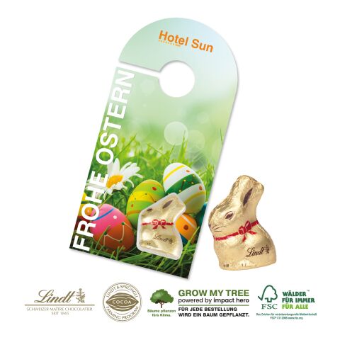 Türanhänger Mit Lindt Goldhase bunt | 4C Digital-/Offsetdruck