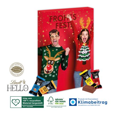 Adventskalender Lindt „HELLO“ Mini Stick Mix, Inlay aus 100% recyceltem Material bunt | 4C Digital-/Offsetdruck