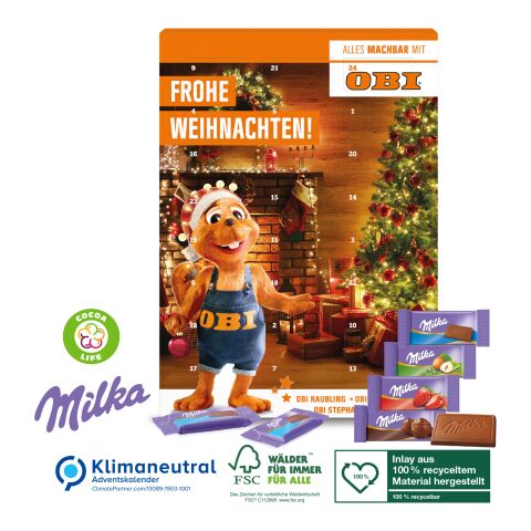 Wand-Adventskalender mit Milka Schokolade Mix, Klimaneutral, FSC® 4C Digital-/Offsetdruck