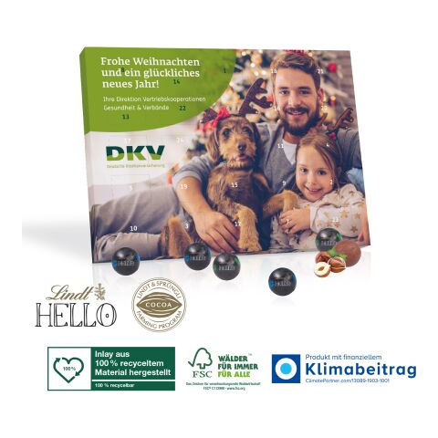 Tisch-Adventskalender Lindt „HELLO“, Inlay aus 100% recyceltem Material